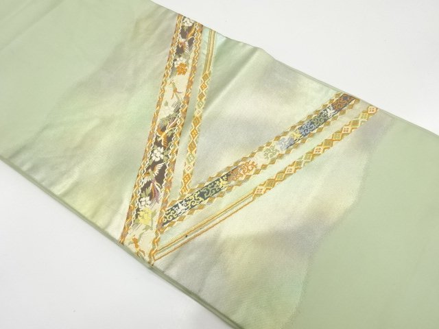 JAPANESE KIMONO / FLOWER / BIRD PATTERNS WOVEN GEOMETRY NAGOYA OBI